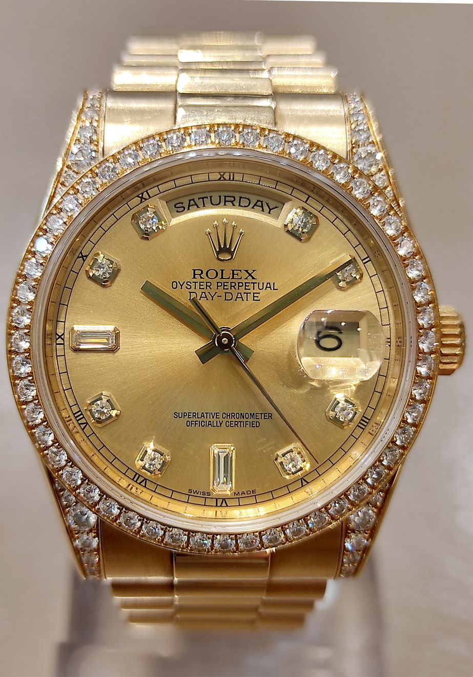 ROLEX Day-Date 118388 Occasion Montre Diamants Or Jaune 750