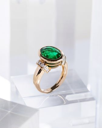 BIJOU PRECIEUX Bague émeraude et diamants