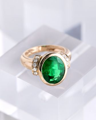 BIJOU PRECIEUX Bague émeraude et diamants