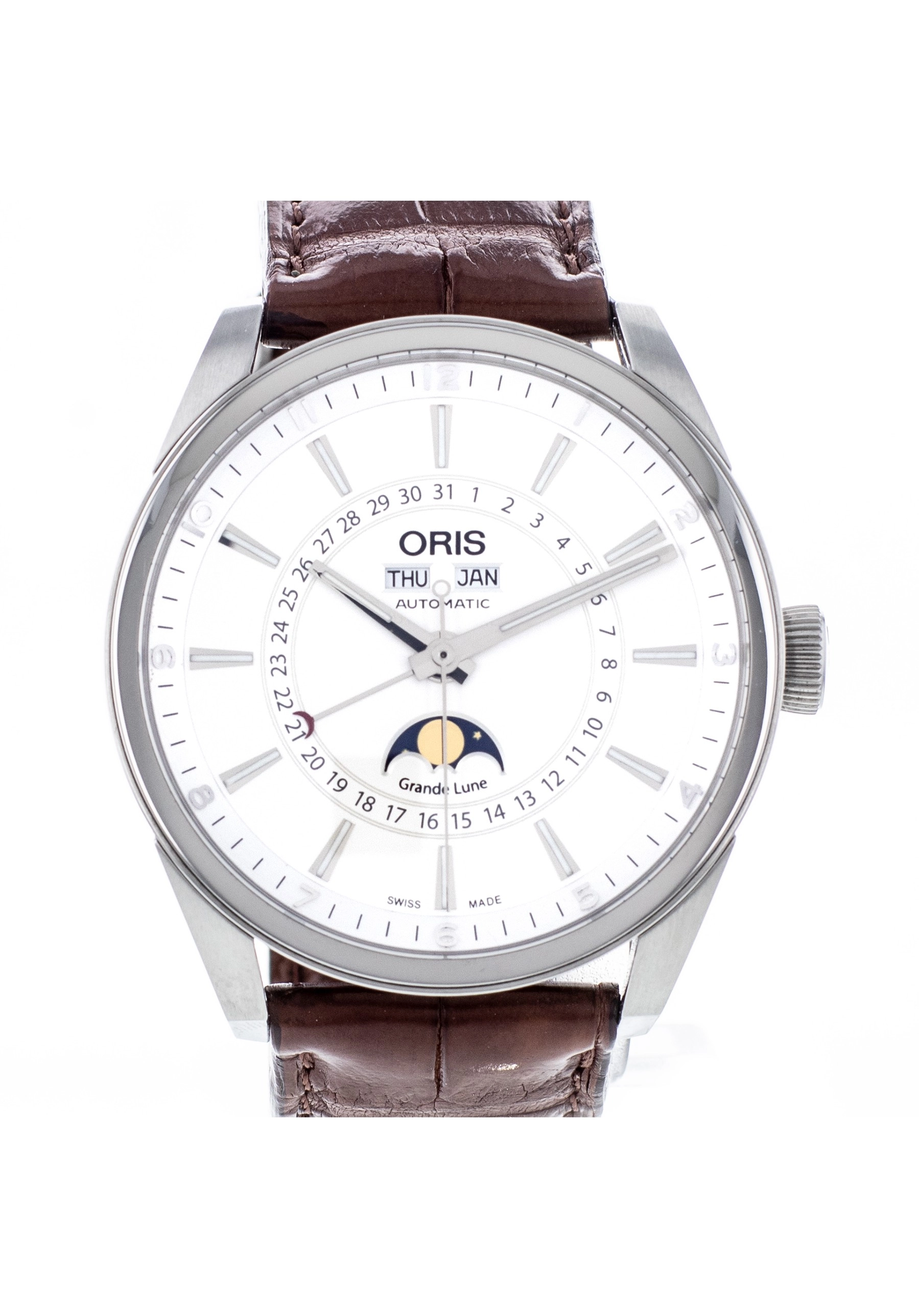 Montre Mécanique Homme ORIUS Phase Lunaire - Cadran Blanc - Occasion Bon état