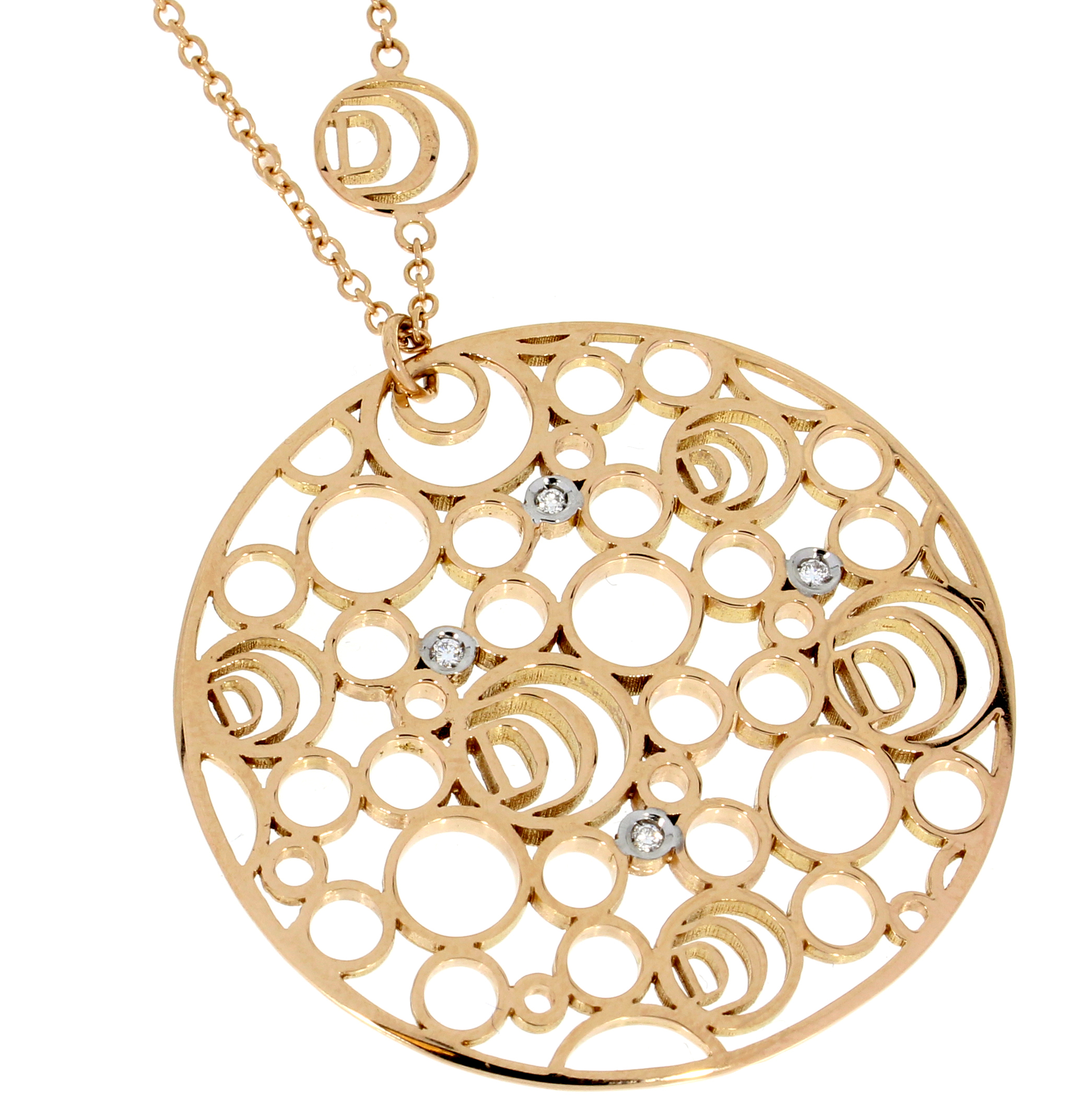 Collier Croix Damiani Emozioni En Or Rose Et Diamants Brillants - Réf. 20069284, Neuf Avec Étiquettes